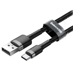 Дата кабель Baseus Cafule USB to Type-C Cable 2A (2m) (CATKLF-C) Чорний / Сірий - мініатюра 3