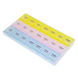 Органайзер для таблеток Weekly Pill Box 7 днів, таблетниця з 21 коміркою 12×21,5 см, пластикова, різнокольорова - мініатюра 5