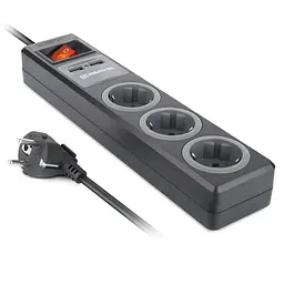 Мережевий фільтр Real-EL RS-3 USB CHARGE 1.8m Black UAH (EL122500001) - мініатюра 2