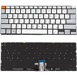 Клавіатура для ноутбука ASUS (X3400 X7400 series) ukr сріблястий без кадру підсвічування клавіш (Червоний Esc)