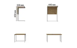 Стіл журнальний приставний Террі Комбо Ferrum-decor 345x662x440 Білий метал ДСП Дуб Артізан 16 мм (FRD-105148) - мініатюра 4