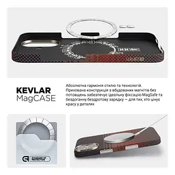 Защитный чехол для Apple iPhone 17, BlackIcon Kevlar MagCase, кевларовый, разноцветный, панель, накладка с поддержкой MagSafe, противоударный, защита всего корпуса, усиленные углы, совместим с беспроводной зарядкой, ArmorStandart (ARM90153) - мініатюра 8