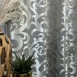 Штори жаккард "Вензель" сірий 150х270 см, 2шт, тасьма ALBO pbe0052939 - мініатюра 3