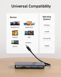 Хаб - мульти-адаптер Anker 555 PowerExpand 8-in-1 - PD in 100W / HDMI / 2xUSB-A / USB-C 10Gbps / LAN / SD (A8383) - мініатюра 4