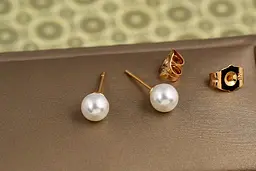 Сережки гвоздики Xuping Jewelry перли 6 мм золотисті