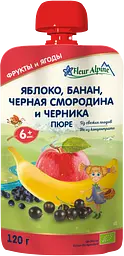 Фруктове пюре Fleur Alpine Pouch Органік Яблуко, банан, чорна смородина, чорниця, 120 г