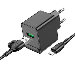 Адаптер мережевий Borofone Micro USB cable Erudite BAS12A |1USB, 18W/3A, QC3.0|
