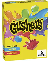 Фруктові жувальні цукерки Gushers Variety Pack з полуничним та тропічним смаком 6шт х 22.6г