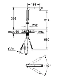 Змішувач для кухні Grohe Essence SmartControl 31615000 Хром - мініатюра 6