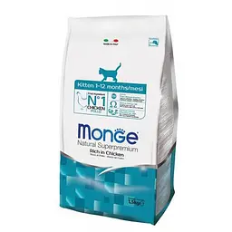 Cухий корм Monge Kitten з куркою та рисом для кошенят у віці від 1 до 12 місяців 400 гр