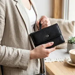 Симпатичний жіночий гаманець із монетницею з натуральної шкіри ST Leather 19481 чорний - мініатюра 2