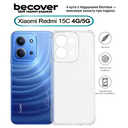 Чохол до мобільного телефона BeCover Anti-Shock Xiaomi Redmi 15C 4G/5G Clear (713812) - мініатюра 1