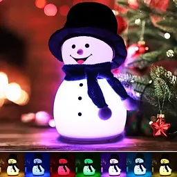 Дитячий силіконовий нічник Сніговик Snowman LJC-118 світильник акумуляторний іграшка для сну - мініатюра 2