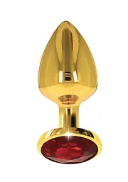 Анальний корок металевий золотистий L Butt Plug With Diamond Jewel Taboom - мініатюра 2
