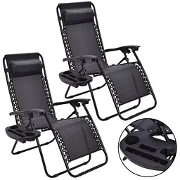 Комплект 2 шт. шезлонги GardenLine Relax Black до 130 кг.! - мініатюра 4