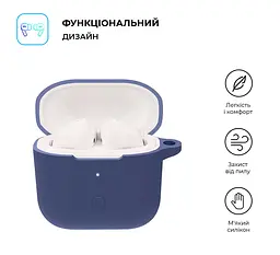 Силіконовий чохол для навушників Xiaomi Redmi Buds 3, Hang Case, синій, ультратонкий захисний кейс товщиною 2 мм, захист від подряпин, пилу та ударів, компактний, з карабіном для кріплення, ArmorStandart (ARM67080) - мініатюра 2
