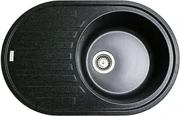Кухонна мийка Adamant ELLIPSIS чорний металік 765x495x200 мм, з крилом 76,5 см