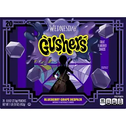 Фруктові жувальні цукерки Gushers Halloween Wednesday со вкусом черники и винограда 20шт 453г - мініатюра 9