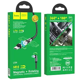 USB Cable Hoco U94 Universal Rotating MicroUSB Black 1.2m - мініатюра 3