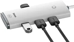Хаб конвертер розгалужувач Baseus Lite Series 4-in-1 Usb-A to 4xUsb 3.0 білий 25 cm WKQX030002 - мініатюра 2