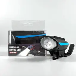 Велофара із сонячною панеллю та сигналом Bike Light 7599 Solar акумуляторний велоліхтар Li-Ion panel IPX4 USB-C - мініатюра 10