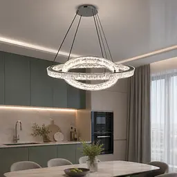 Стильна підвісна LED люстра до 18 м2 Diasha 1712/600+400ABK, чорна, 2 кільця, 66 W