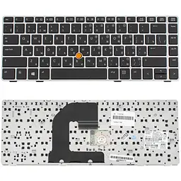 Клавіатура для ноутбука HP (ProBook: 6460b, 6465b) rus, black, silver frame, з джойстиком