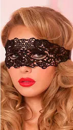 Маска на очі ажурна для рольових ігор з мереживом S-M Чорна