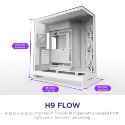Корпус для ПК NZXT H9 Flow Dual-Chamber All White (CM-H92FW-01) - мініатюра 2