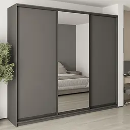 Шафа-купе тридверна MebelStar Комбо BG 2ДСП/Дзеркало 270x45x240 см Антрацит (MBS-9617)