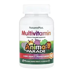 Дитячі мультивітаміни Nature's Plus Animal Parade®, Multivitamin, Children's Chewable Supplement - 90 tabs Cherry, Grape & Orange