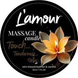 Масажна свічка Lamour Rain-Kissed Leather and Vanilla, 30 мл (ваніль)