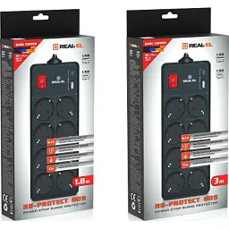Мережевий фільтр живлення REAL-EL RS-PROTECT 805 3m, black (EL122300043) - миниатюра 10