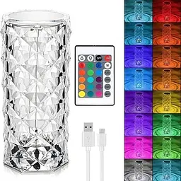 Лампа нічник настільна акумуляторна Remax Троянда Crystal Rose з RGB з пультом та RGB підсвіткою 16 режимів освітлення прозора - мініатюра 2