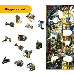 Дерев'яний фігурний пазл puzzlean Ранковий Замок, А3, Картонна коробка 200 елементів - мініатюра 3