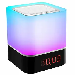 Багатокольоровий портативний нічник та бездротова колонка MiNi HiFi Speaker S8 5Вт білий акумуляторний LED дисплей 12/24 години