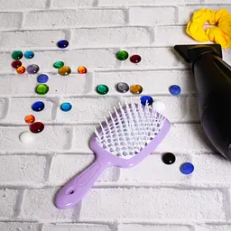 Гребінець щітка для волосся Superbrush Plus Hollow Comb Сиренево-белый 85780 - мініатюра 2