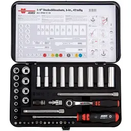 Набір головок торцевих Wurth 1/4" з тріскачкою в кейсі 42 шт. Zebra (096511 42)