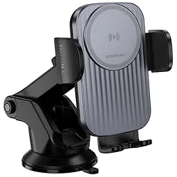 Автотримач з БЗП Borofone BH222 Leading 15W (center console) Black/Metal gray - мініатюра 4