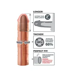 Насадка на пеніс Pipedream Fantasy X-tensions Mega 3" Extension Light, 22.8 см (тілесний) - мініатюра 2