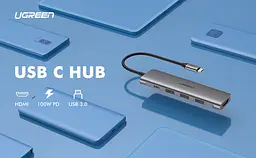 Хаб адаптер Ugreen CM136 Type-C - на HDMI 3xUsb 3.0 Type-C PD (50209) - мініатюра 9