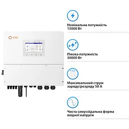 Solis Гібридний інвертор трифазний S6 20кВт, 4xMPPT, DC, для HV Batteries - мініатюра 2