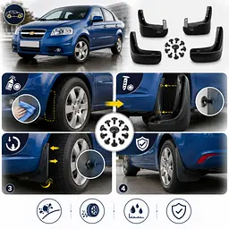Бризковики для Chevrolet Aveo T250 / ZAZ Vida 2006-2014 Комплект 4 шт - мініатюра 3