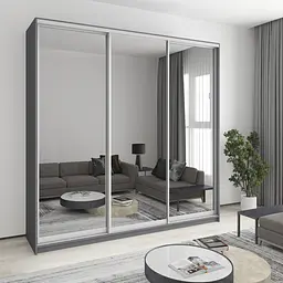 Шафа-купе тридверна MebelStar Уні AL 3 Дзеркала 240x45x240 см Антрацит (MBS-1986)