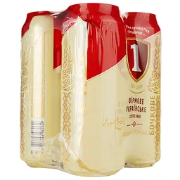 Пиво Перша приватна броварня Бочкове, світле, 4.3%, з/б, 4 шт. по 0,5 л - мініатюра 2