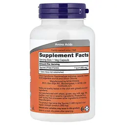 Таурин Taurine 1000 mg 100 капсул NOW vit0004865 - мініатюра 2