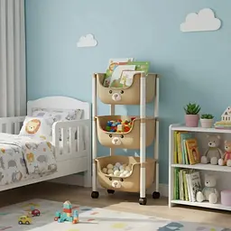 Багатофункціональний стелаж-органайзер Poppet Ведмежата Брауні 3 секції на колесах (PP-008B-3) - мініатюра 5
