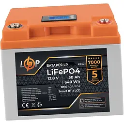 Акумулятор LogicPower LiFePO4 LCD Smart BT 12V 12.8V/50Ah/640Wh BMS 40A/40А [24421] [109420] - мініатюра 3