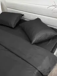 Комплект постільної білизни Ecotton Євро 210х220 см однотонний чорний Black (25187) - мініатюра 5