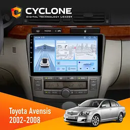 Штатна магнітола Toyota Avensis 2002-2008 Black Cyclone C9-012 4x64, DSP, 4G Cyclone (НФ-00008990)